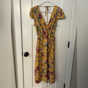 Xhilaration Yellow Floral Maxi Dress